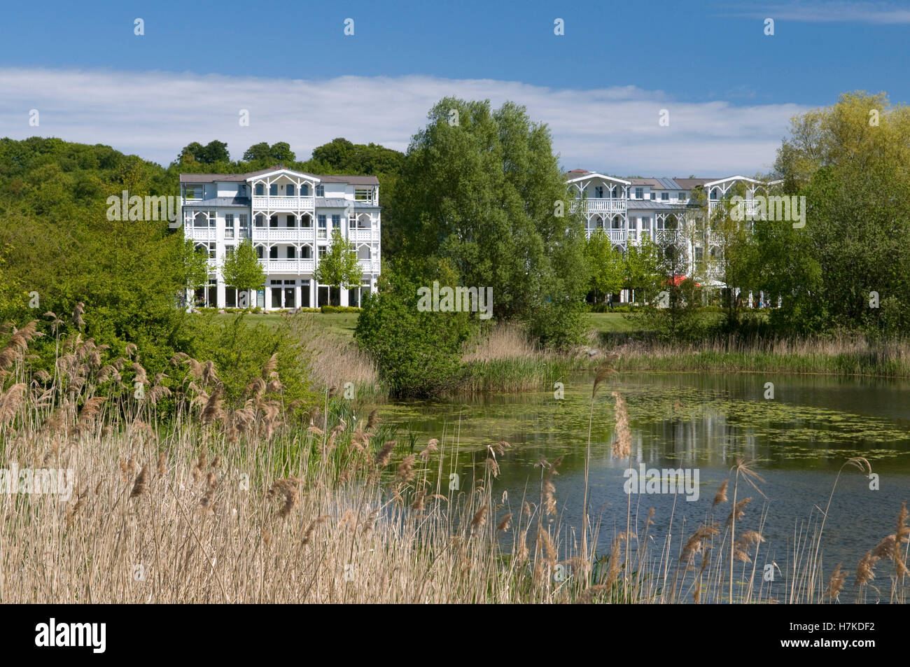 Resort di architettura a Seepark, Mar Baltico località di Sellin, Isola di Ruegen, Meclemburgo-Pomerania Occidentale Foto Stock