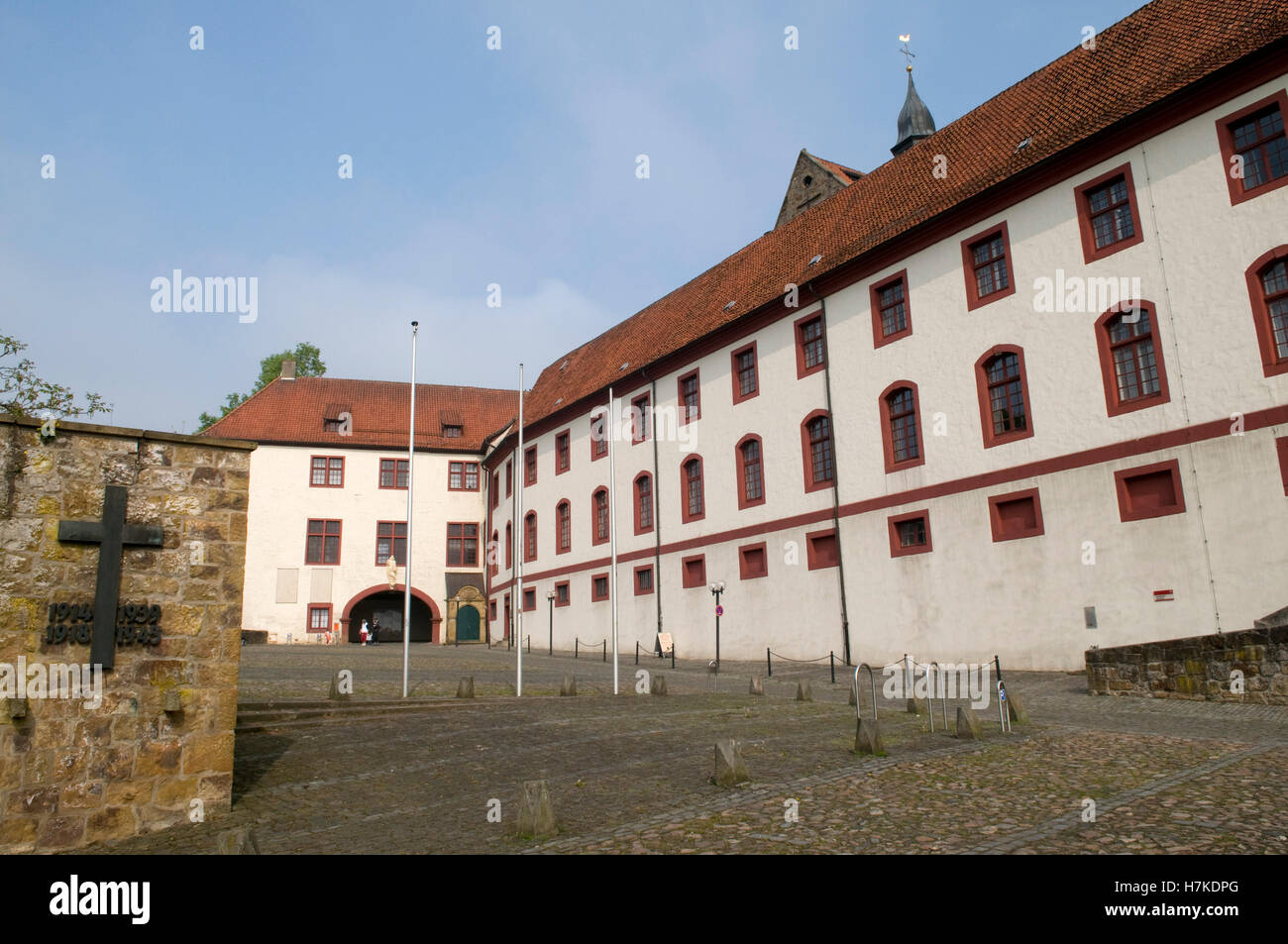 Il cortile di Schloss Iburg castello, Bad Iburg, Osnabruecker regione Land Bassa Sassonia, Foto Stock