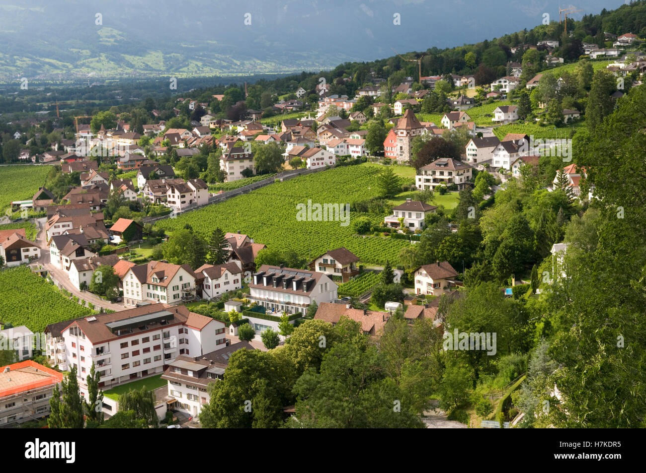 Affacciato su Vaduz, Principato del Liechtenstein, Europa Foto Stock