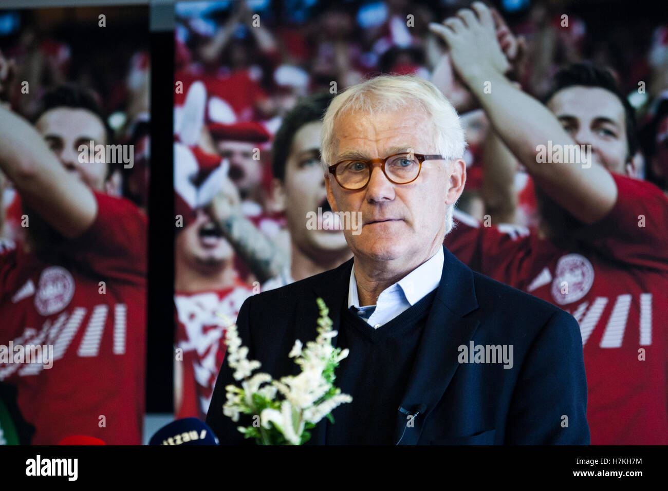 Nazionale Danese Team manager Morten Olsen visto alla conferenza stampa. Foto Stock