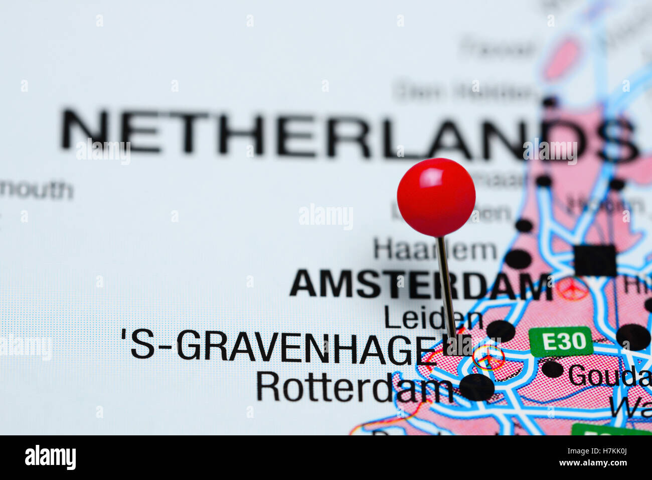 S-Gravenhage imperniata su una mappa dei Paesi Bassi Foto Stock