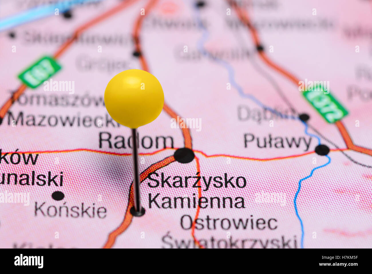 Skarzysko Kamienna imperniata su una mappa di Polonia Foto Stock
