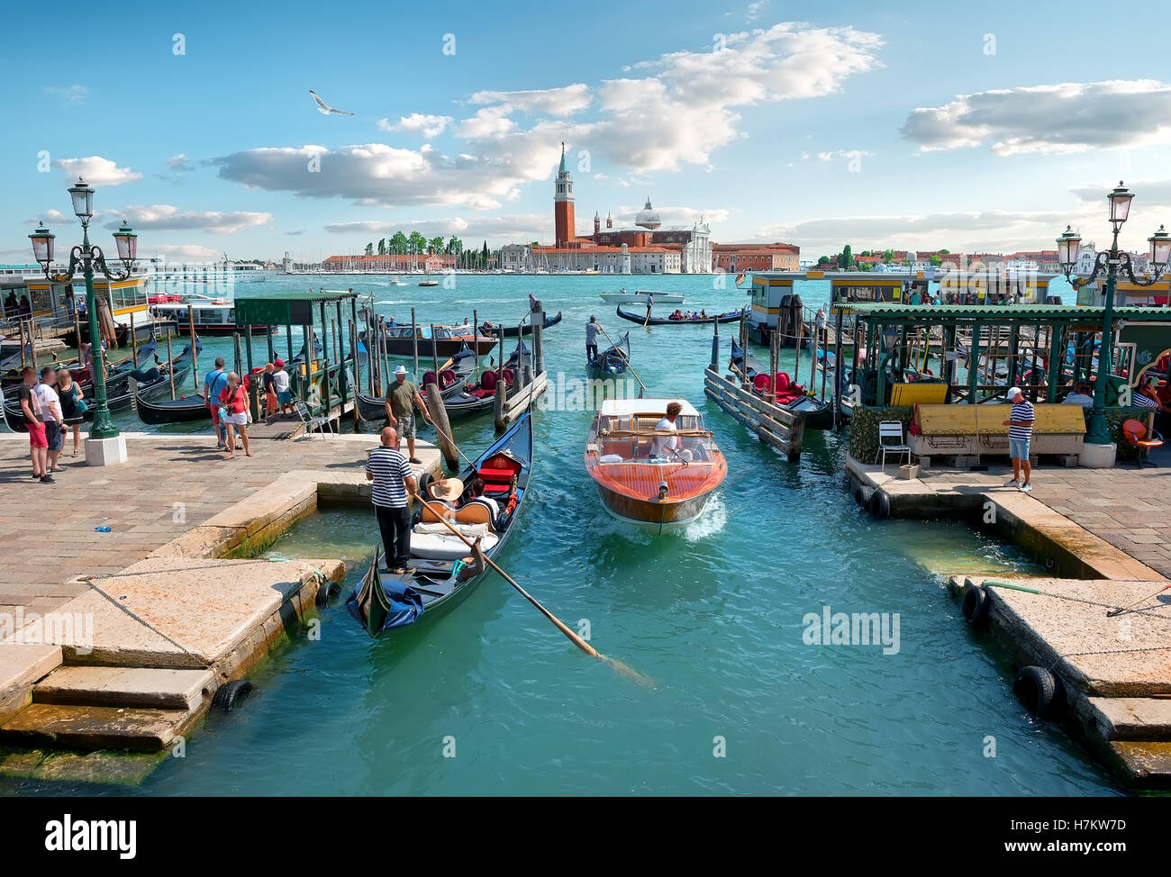 Vacanza a Venezia romantica al giorno d'estate e di sole, Italia Foto Stock
