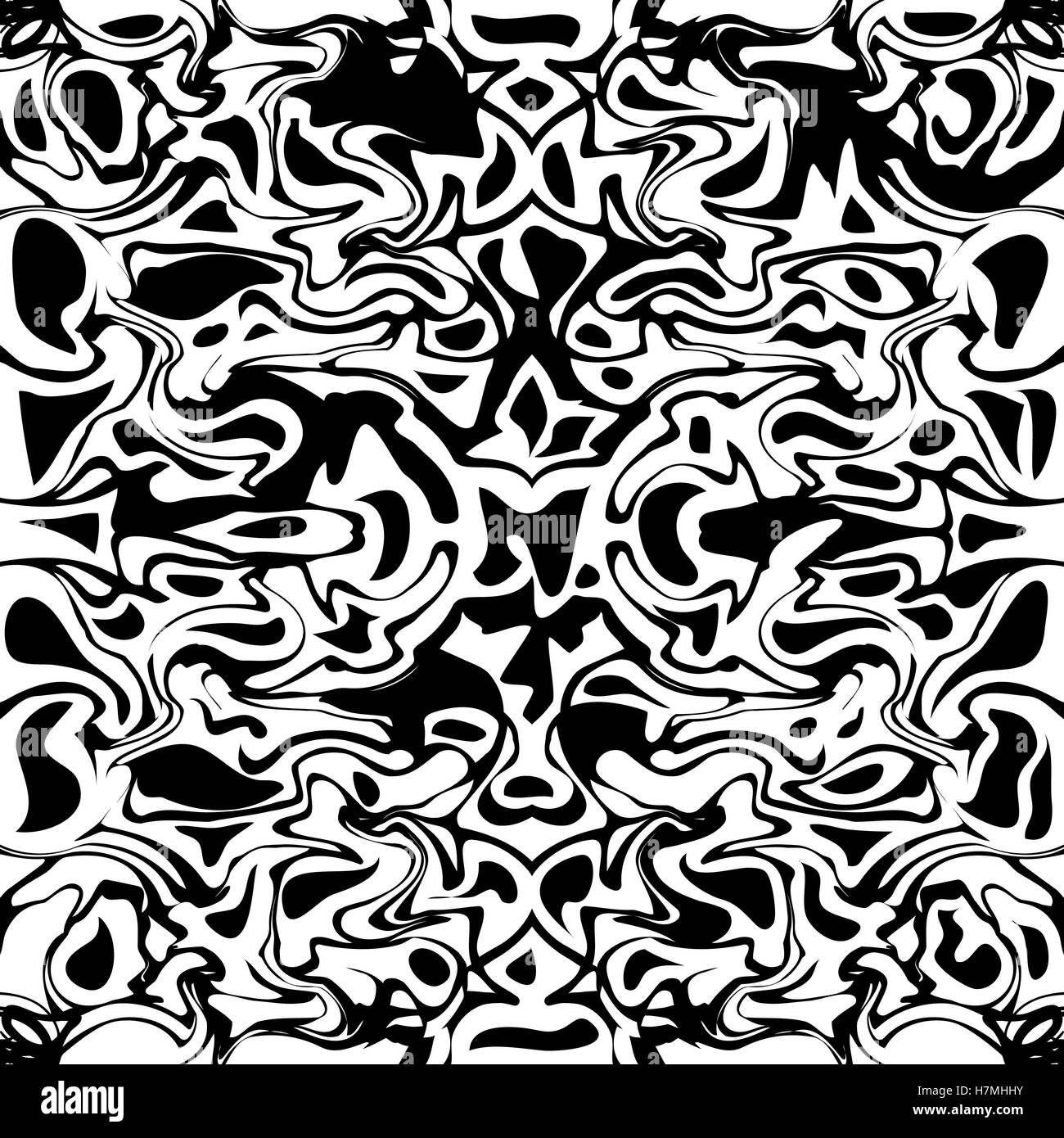 Arte astratta web irregolari di marmo modello di stampa in bianco e nero. Modello senza giunture. Vettore. Illustrazione Vettoriale