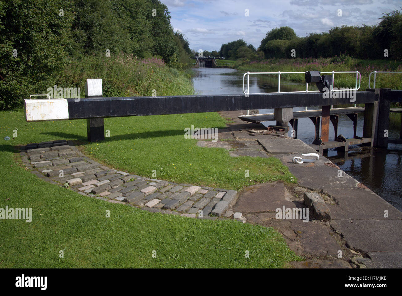 Bloccare il ponte canale di Forth e Clyde percorso spingendo per aprire Foto Stock