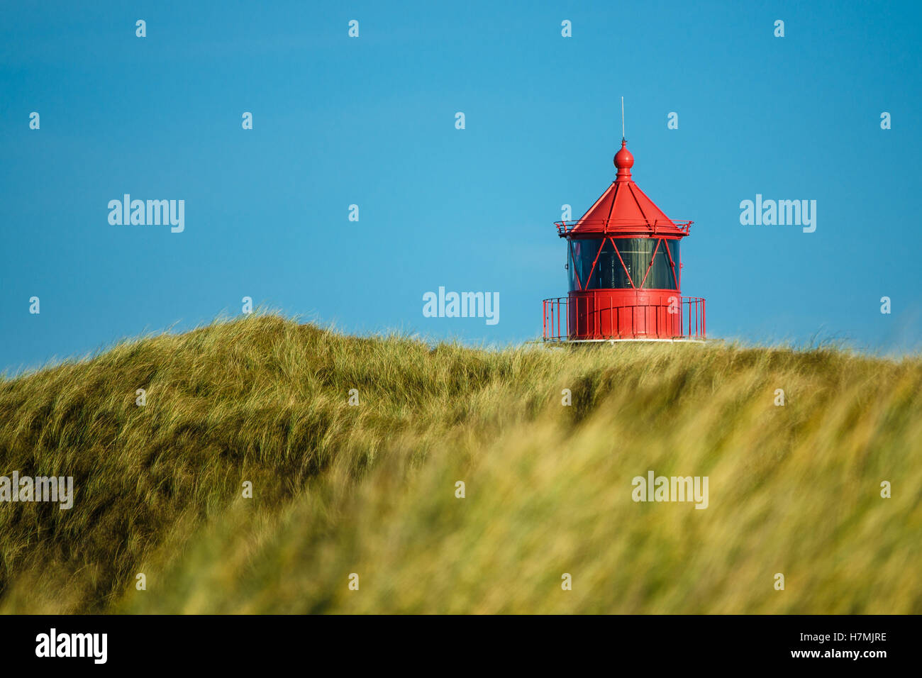 Faro in Norddorf sull'isola Amrum, Germania Foto Stock