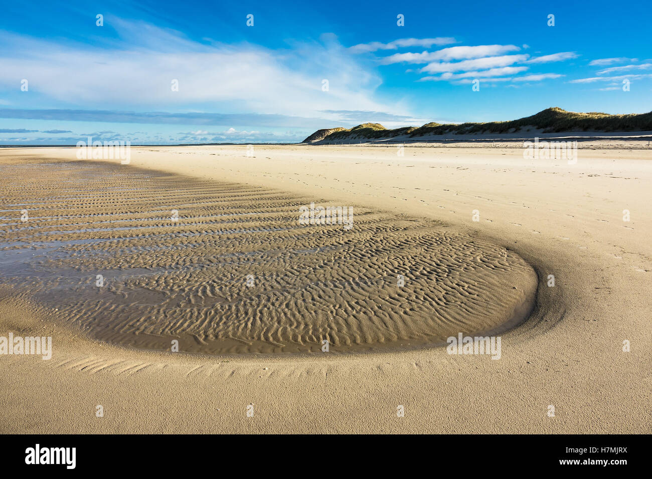 Spiaggia sulla costa del Mare del Nord dell'isola Amrum, Germania Foto Stock