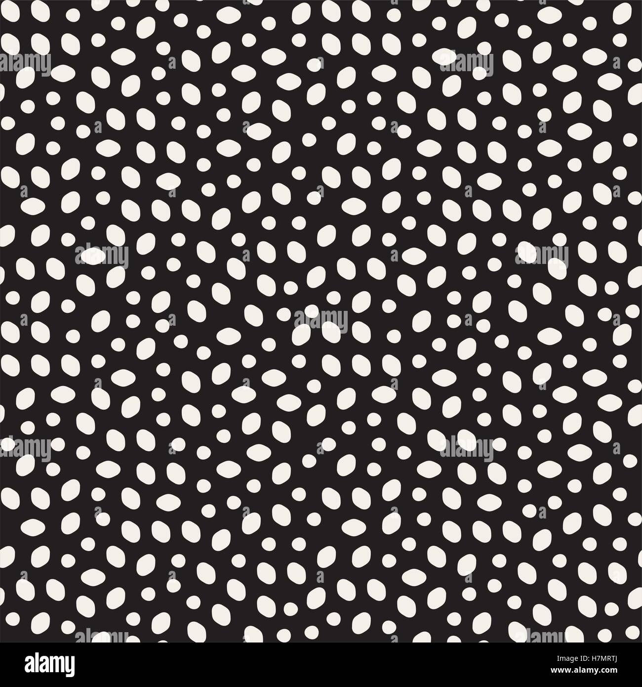 Vector Seamless in bianco e nero magma irregolare ellissi e cerchi di pattern di sfondo astratto Illustrazione Vettoriale