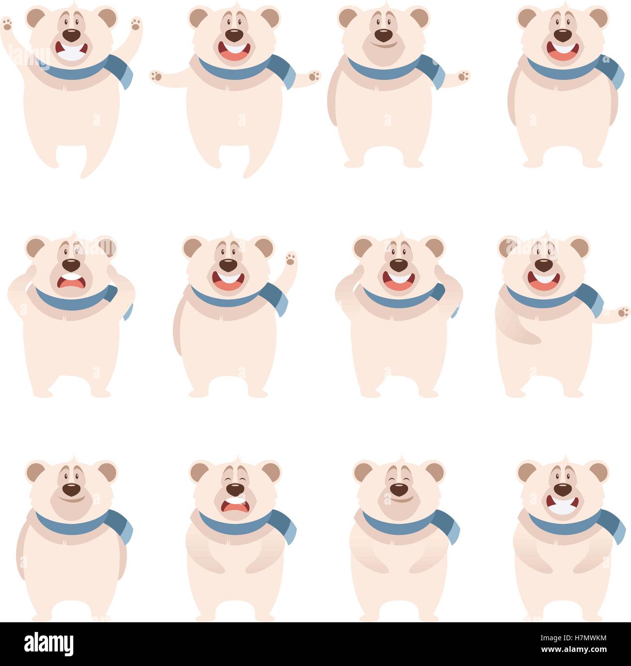 Immagine vettoriale del set di appartamento di orso polare icone Illustrazione Vettoriale