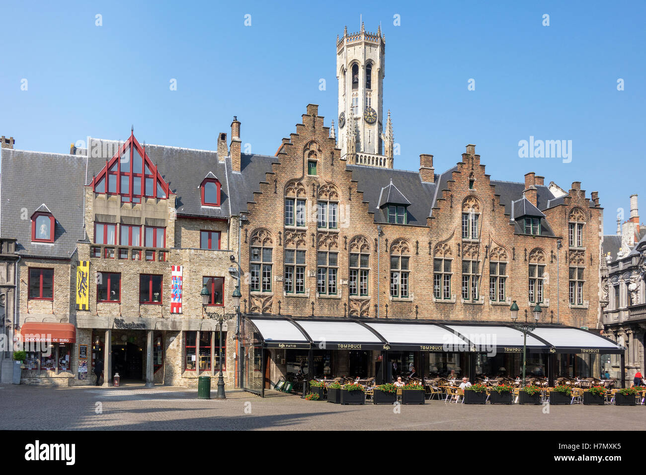 Ristorante nel centro storico di Bruges Belgio Foto Stock