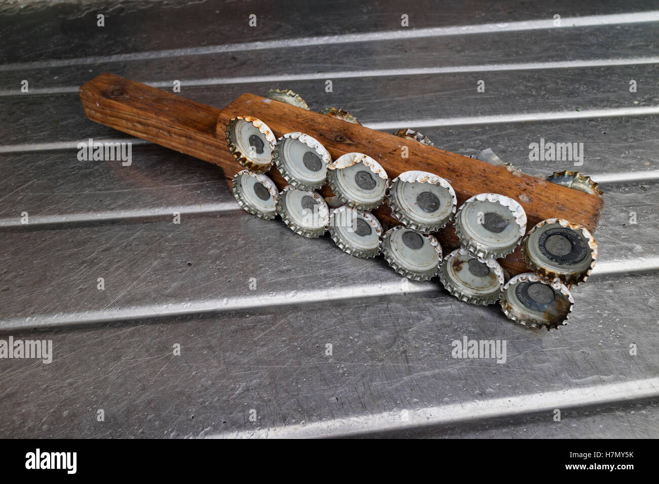 Selfmade strumento norvegese per pulire il pesce Foto Stock