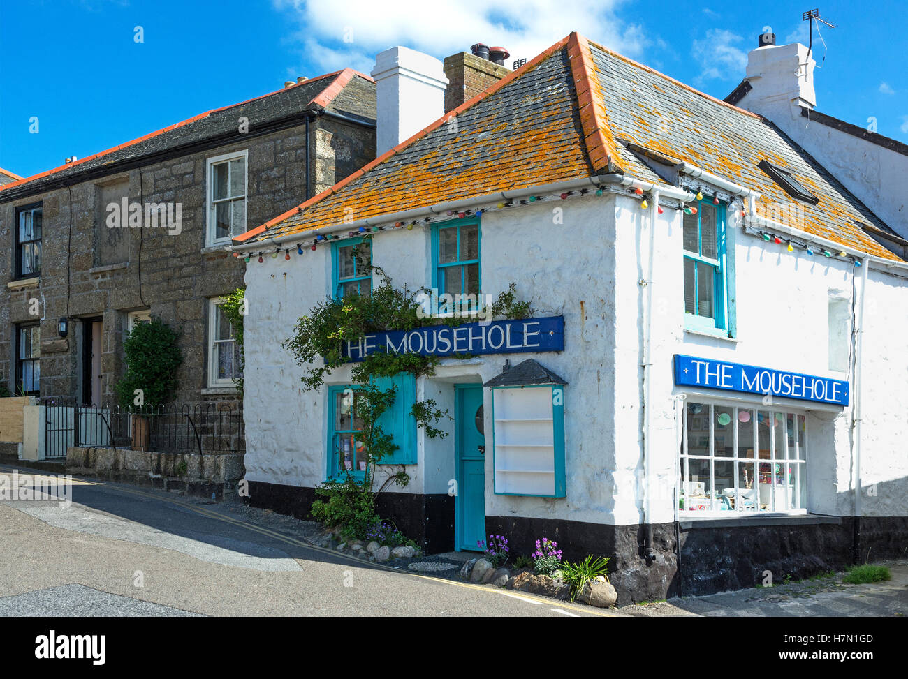 Il mousehole regali nel villaggio di Mousehole, Cornwall, Regno Unito Foto Stock