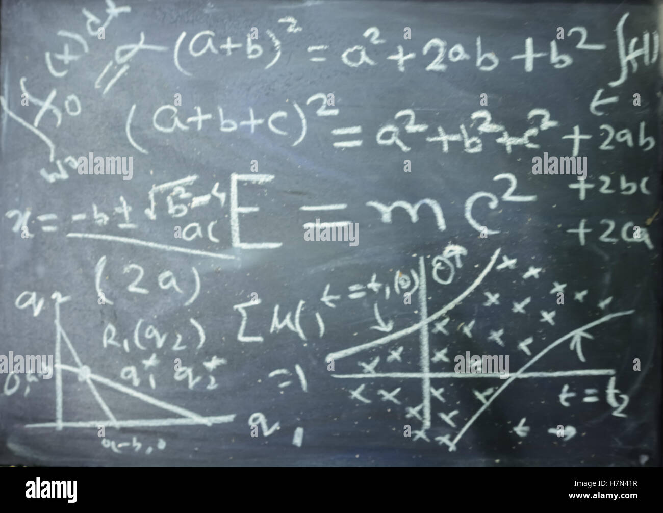Equazioni matematiche in blackboard Foto Stock