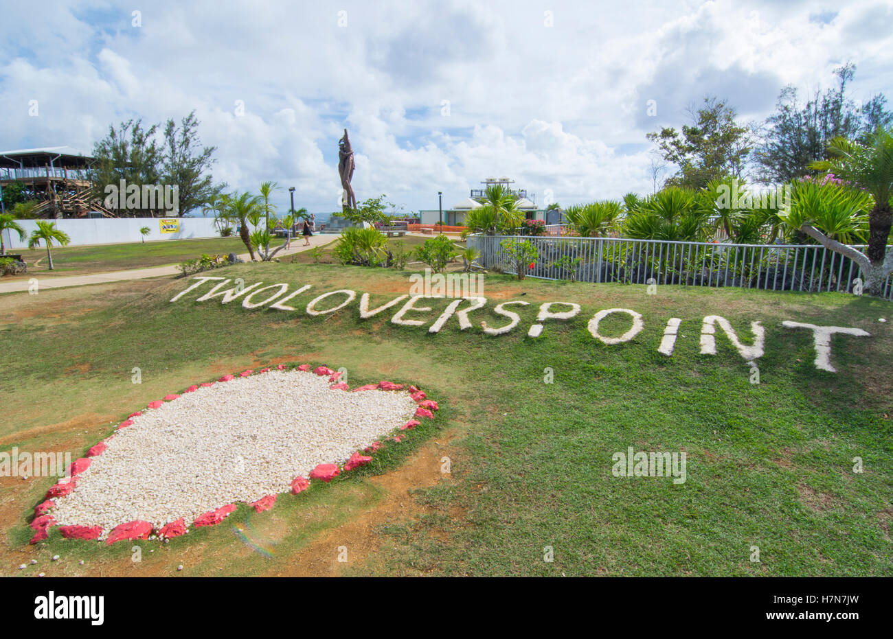 Guam USA territorio famoso Two Lovers Point per turisti segno di attrazione con rocce Foto Stock