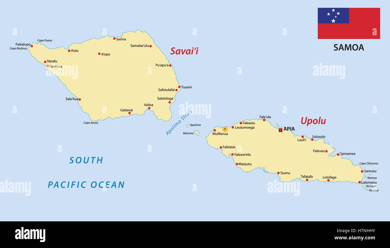 Mappa samoa con bandiera Illustrazione Vettoriale