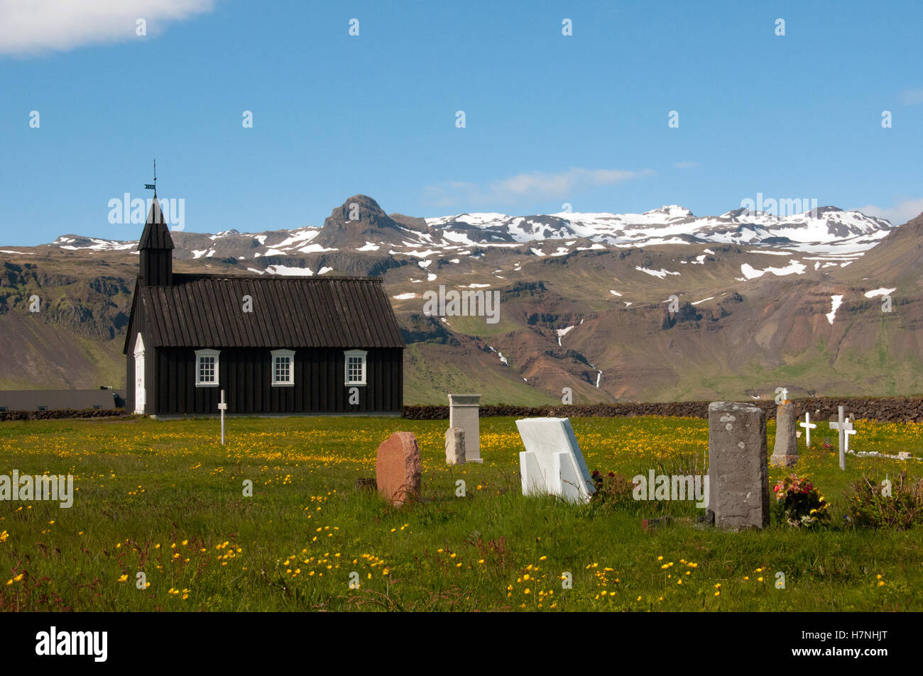 Chiesa Nera, Budir, Penisola di Straefellsnes, Islanda Foto Stock