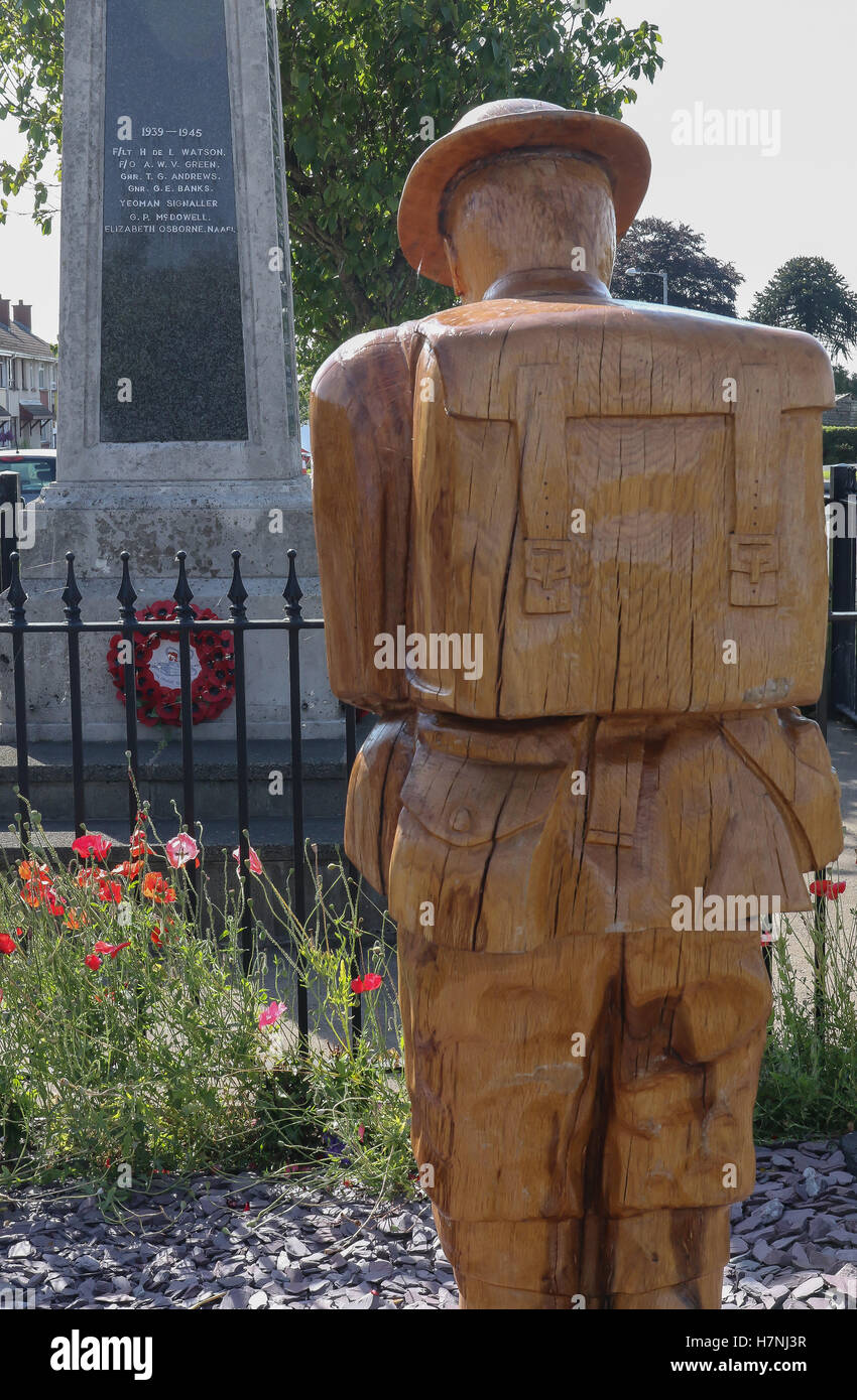 Il Memoriale di guerra in Dollingstown, nella contea di Armagh nell'Irlanda del Nord. Solo uso editoriale. Foto Stock