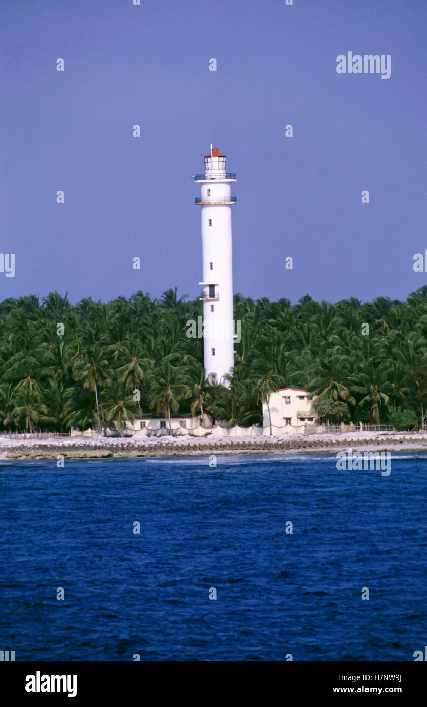 Kavaratti isola, casa di luce in corrispondenza delle Laccadive, India. Foto Stock