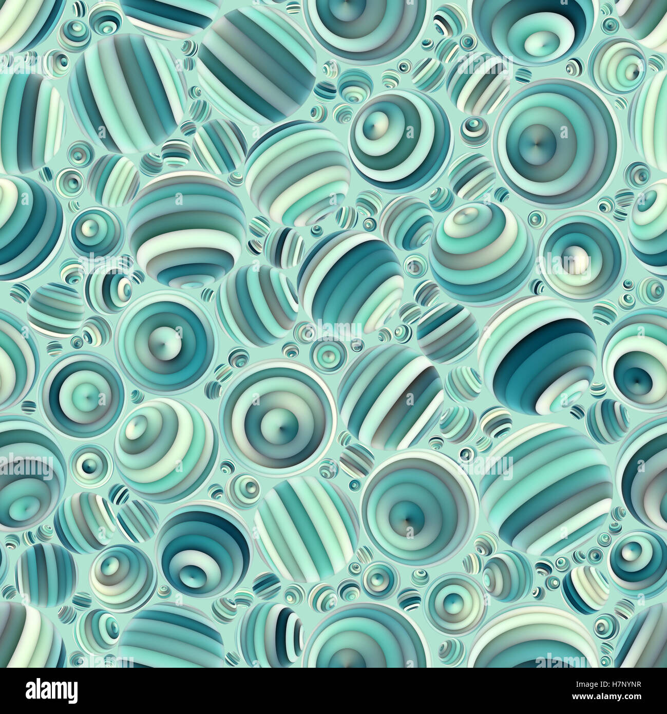 Raster senza giunture blu decorativi sfumature striscia gradiente sfere accozzaglia Pattern sfondo astratto Foto Stock