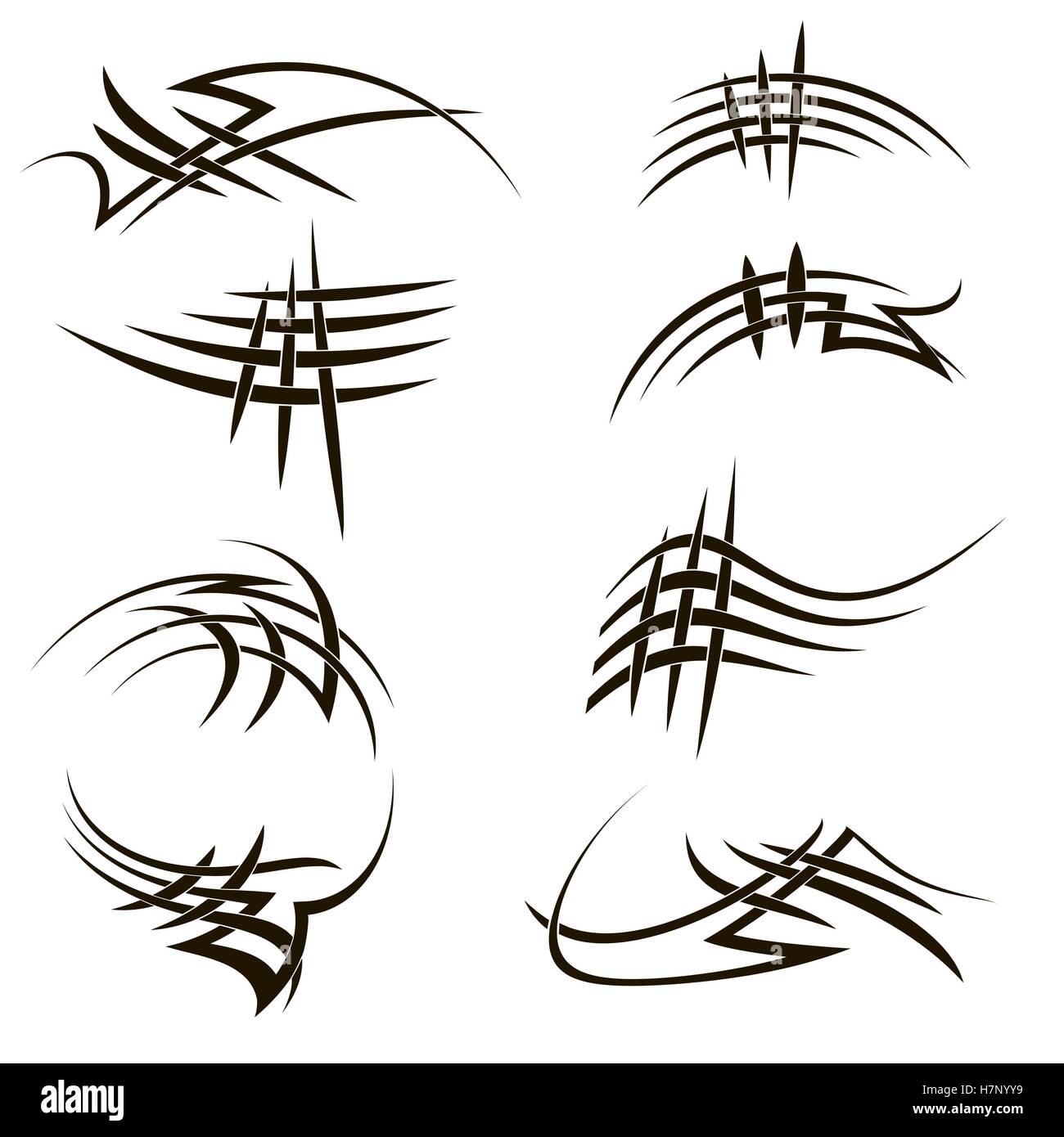 Set di diversi tatuaggi Tribal Design Illustrazione Vettoriale