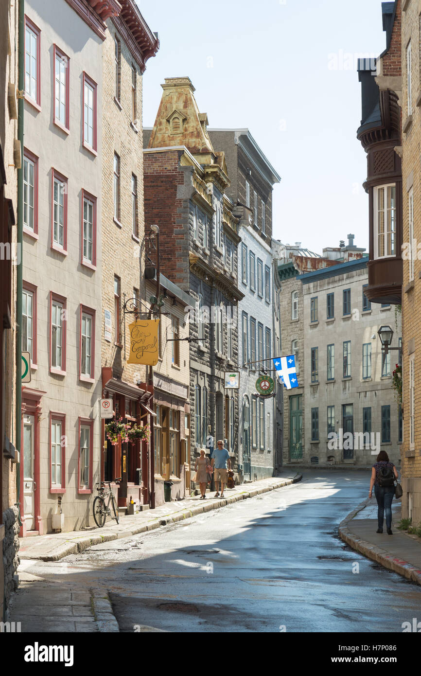Vecchia Quebec city - residenziale e tranquilla strada laterale, Quebec, Canada Foto Stock