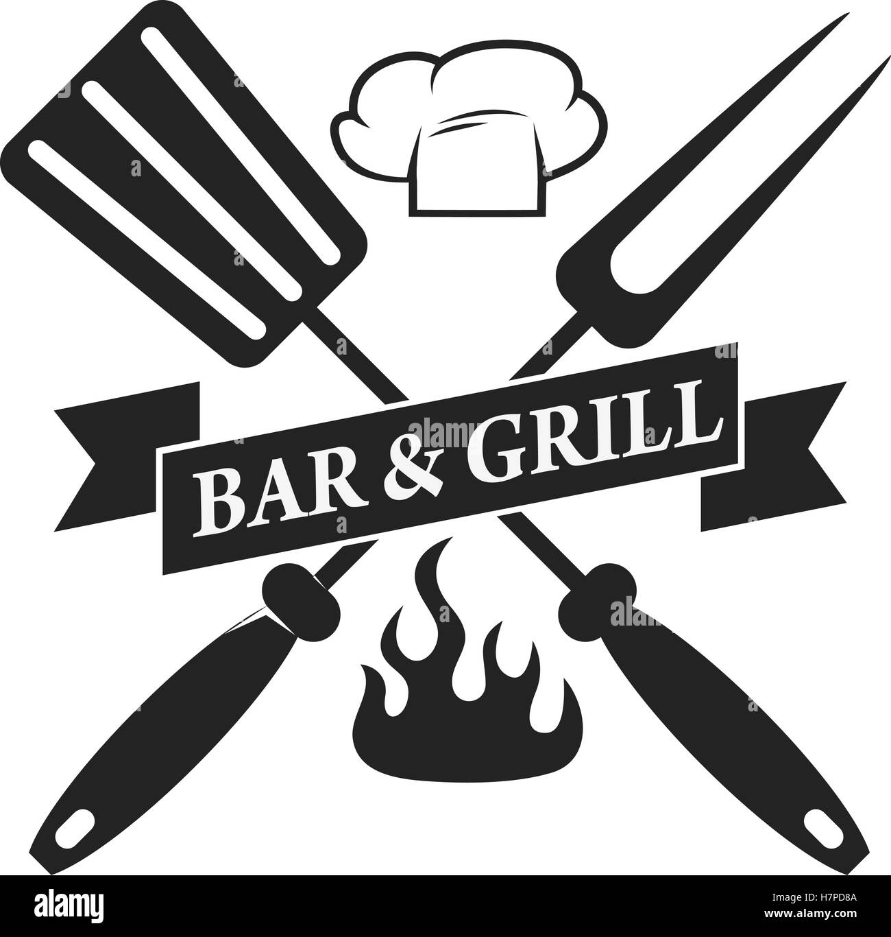 Grill bar emblema modello. Illustrazione Vettoriale