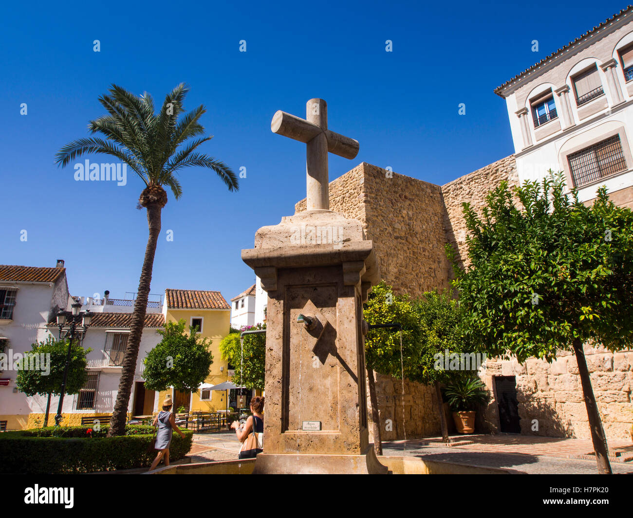 Plaza de la Iglesia, città vecchia di Marbella. Costa del Sol, Málaga provincia. Andalusia, Spagna Europa Foto Stock