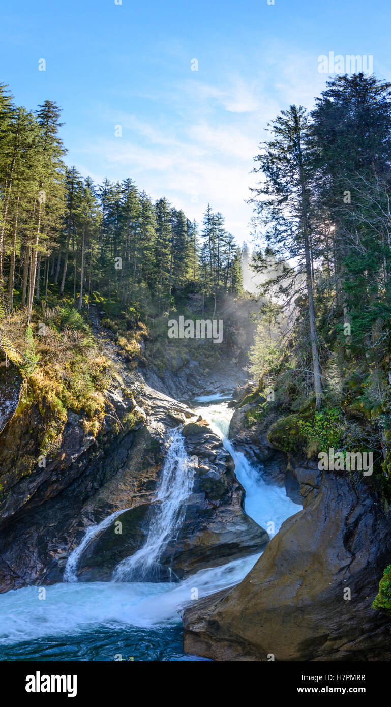 Krimml: le cascate Krimml, cascata stadio medio, del Pinzgau, Salisburgo, Austria Foto Stock