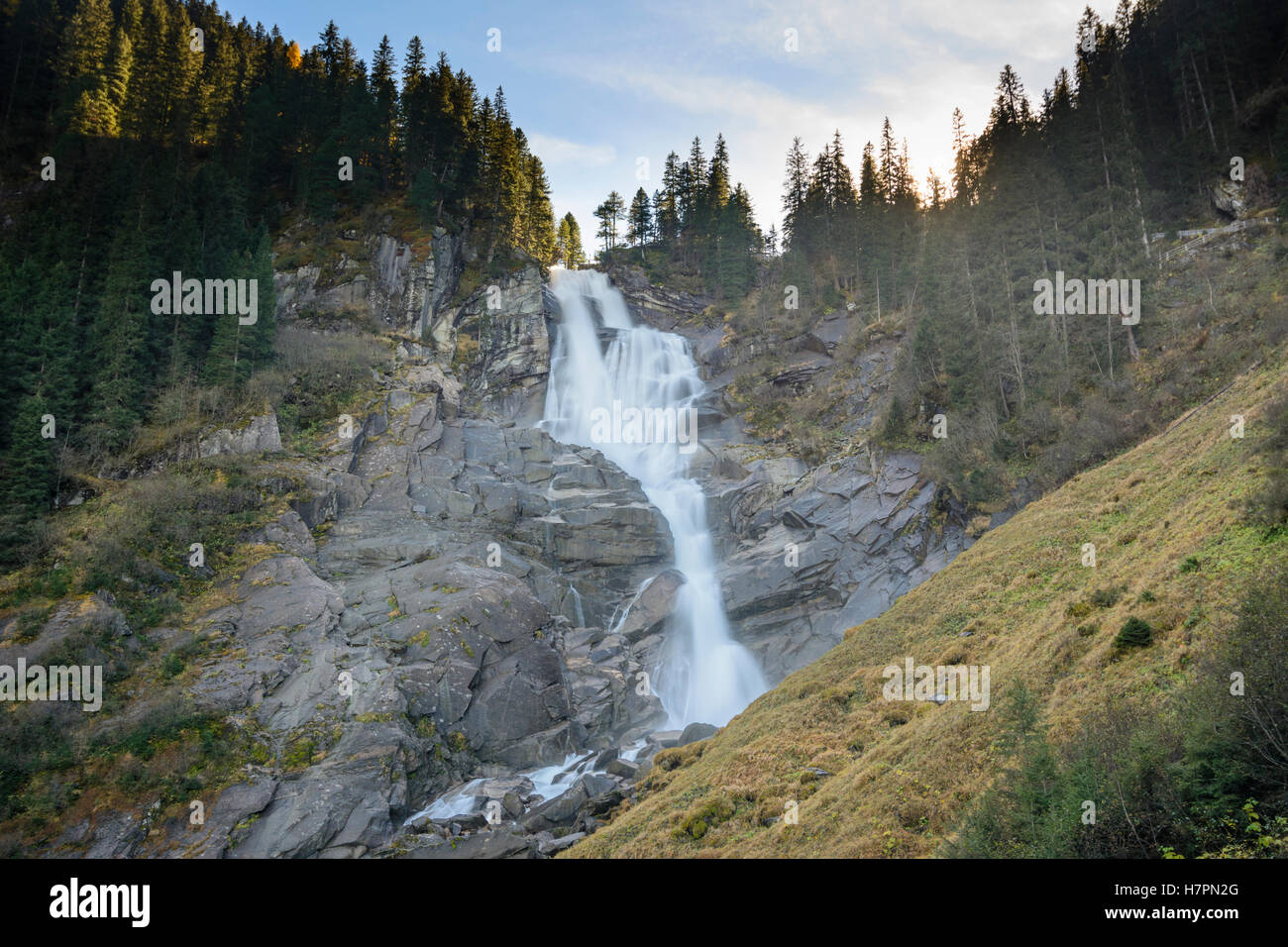 Krimml: le cascate Krimml, cascata stadio superiore, del Pinzgau, Salisburgo, Austria Foto Stock