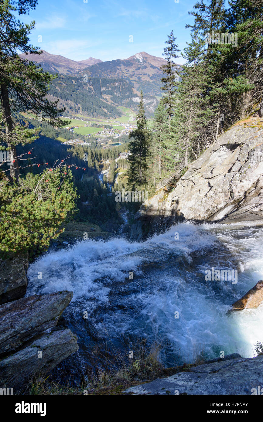 Krimml: le cascate Krimml, cascata stadio superiore, del Pinzgau, Salisburgo, Austria Foto Stock
