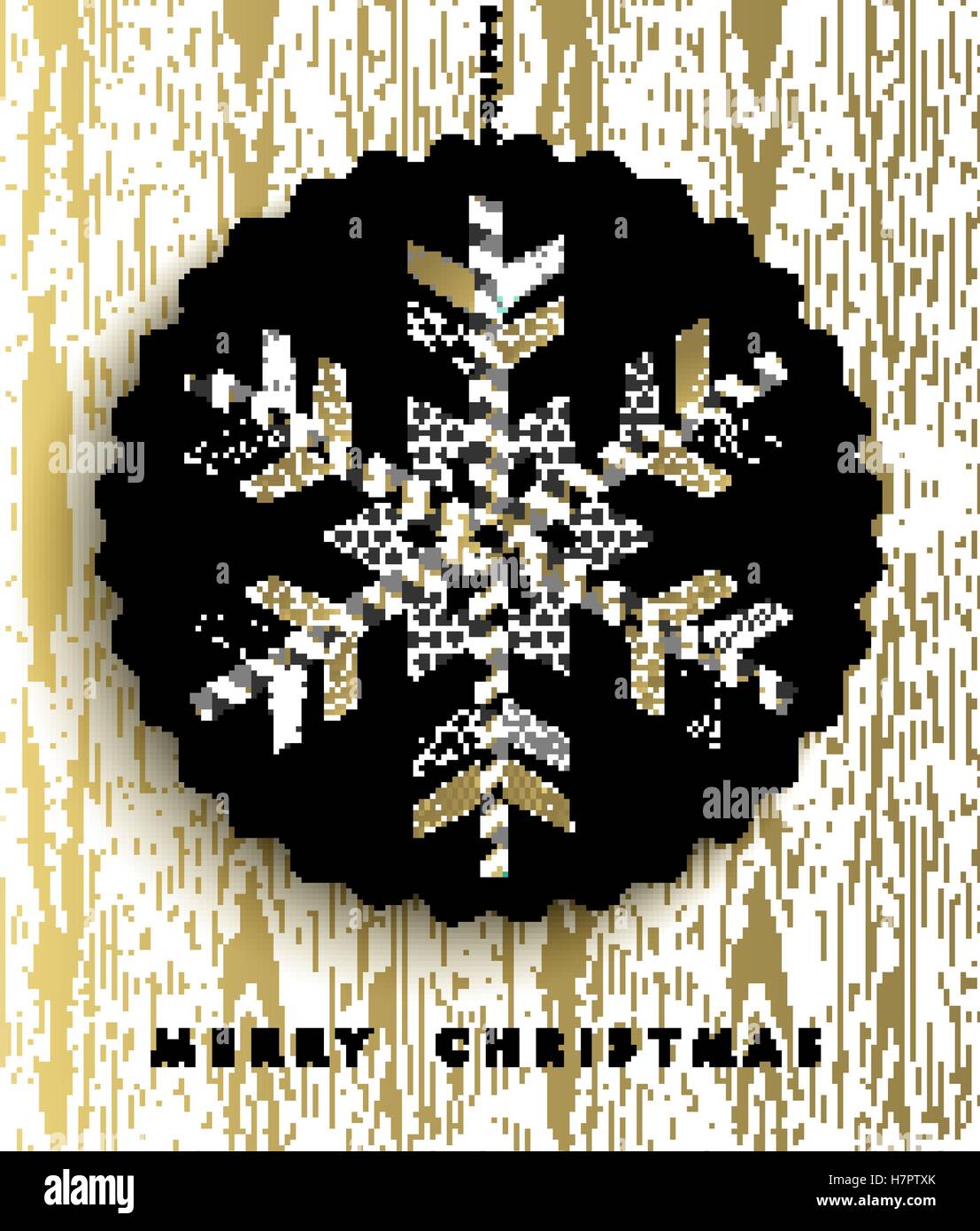 Merry Christmas greeting card design, Oro Snowflake illustrazione fatta di geometriche forme astratte. EPS10 vettore. Illustrazione Vettoriale