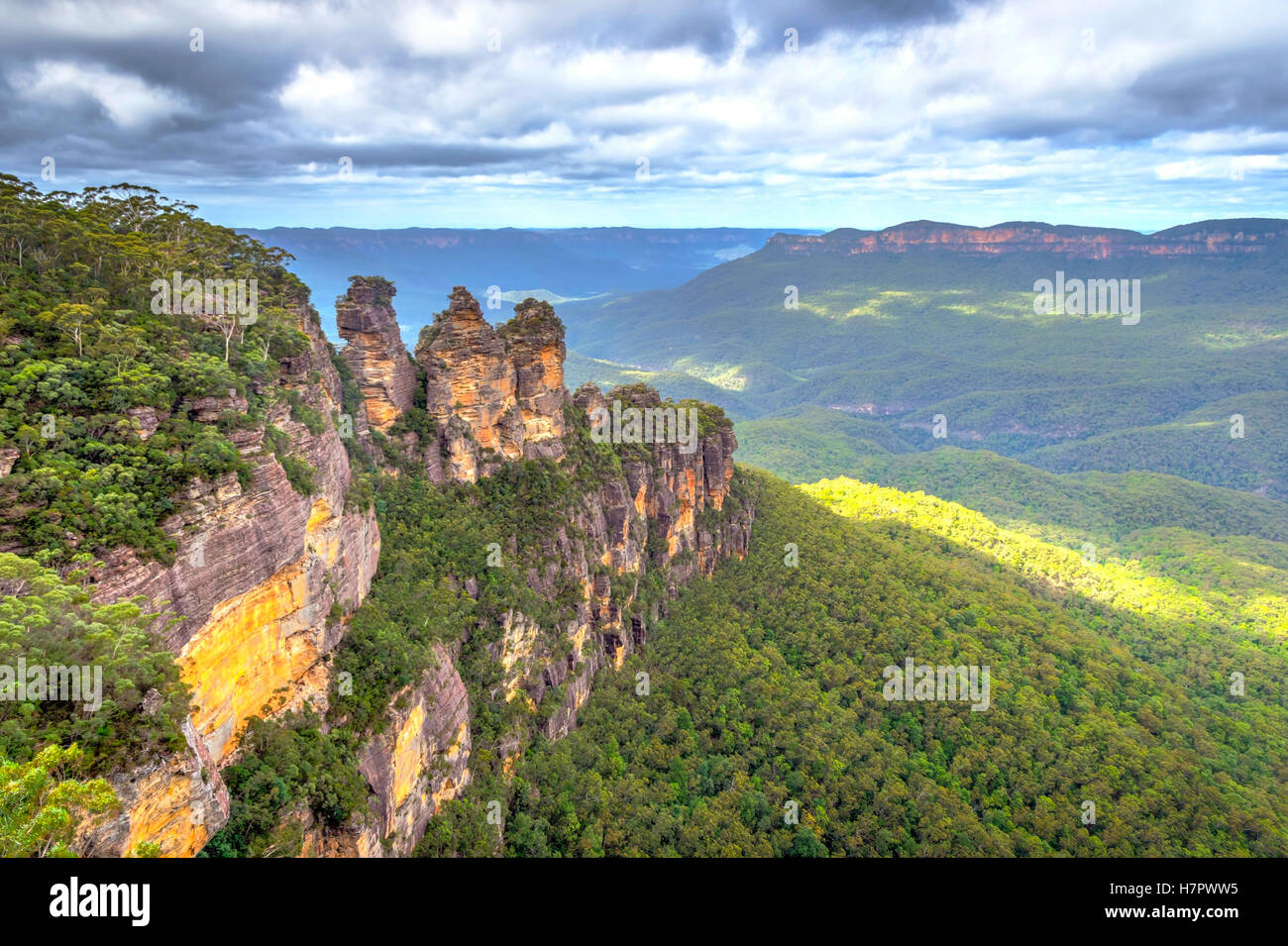 Formazione rocciosa Tre Sorelle al Blue Mountains National Park, Australia Foto Stock