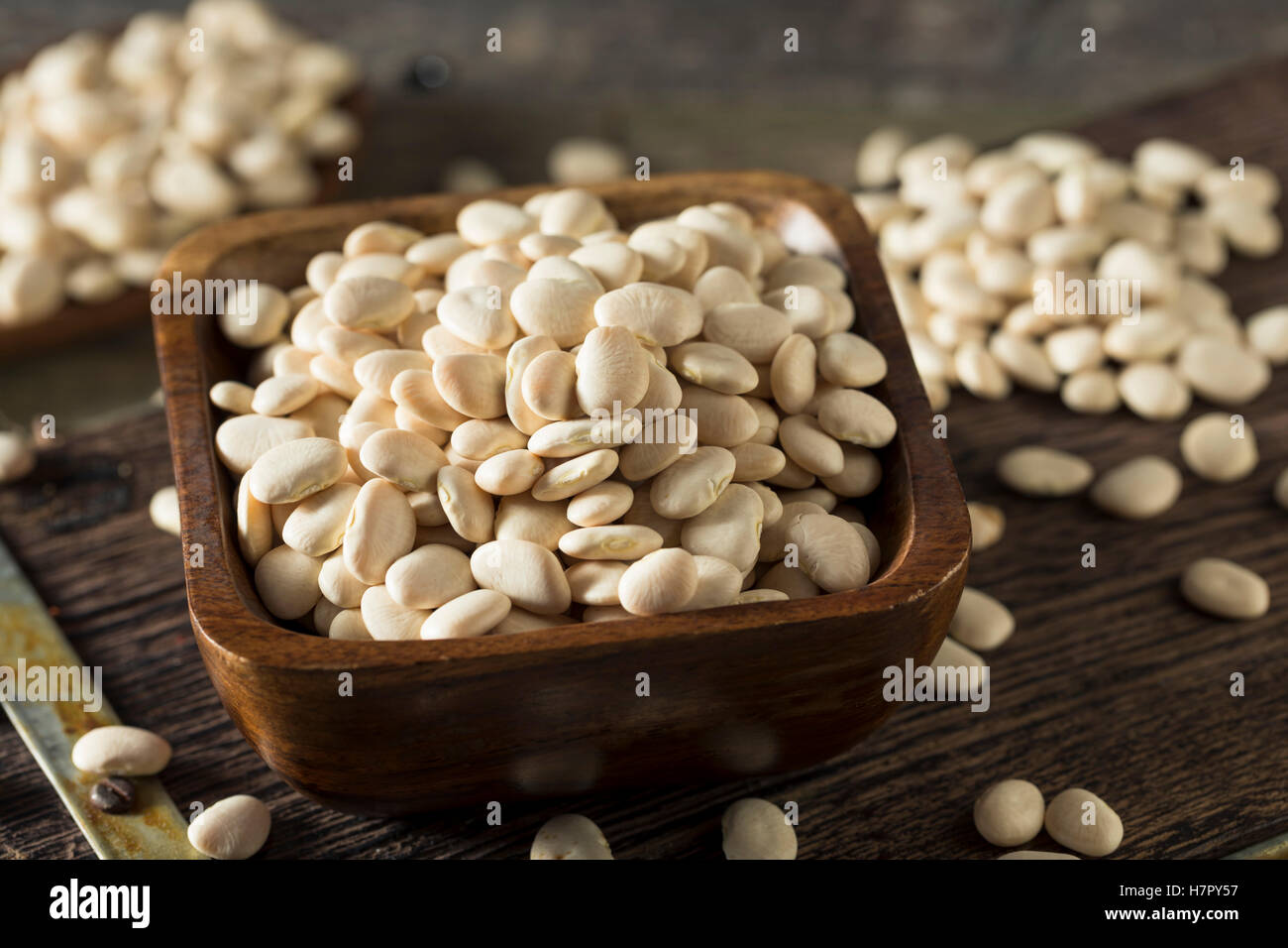 Secchi organici bianco calce Baby fagioli pronti per la cottura Foto Stock