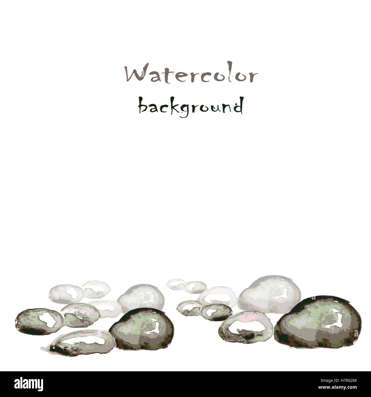 Acquerelli di sfondo con pietre su bianco, vettore Illustrazione Vettoriale