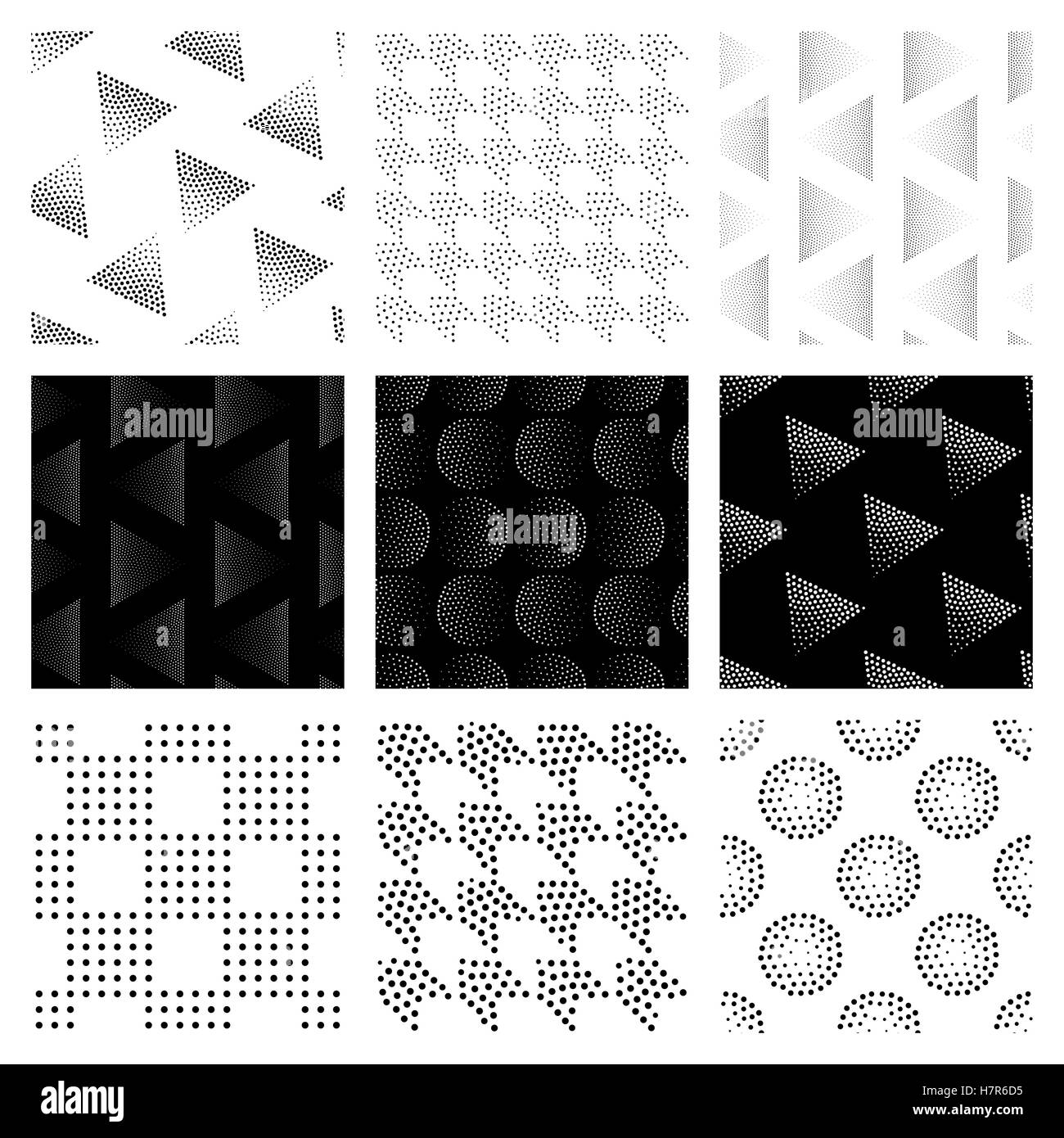 Monocromatico universale vettore geometrica perfetta schemi impostati in elegante stile materiche. Ripetizione cerchi astratto mi di gradazione Illustrazione Vettoriale