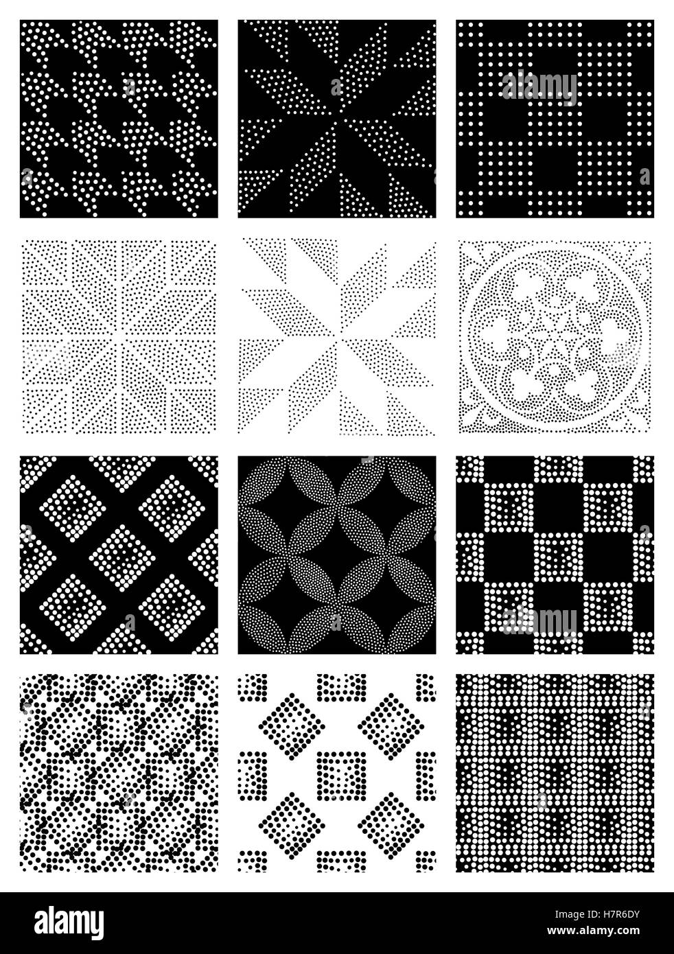 Monocromatico universale vettore geometrica perfetta schemi impostati in elegante stile materiche. Ripetizione cerchi astratto mi di gradazione Illustrazione Vettoriale