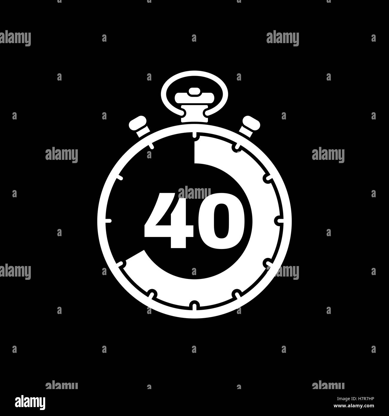 Il 40 secondi, minuti cronometro icona. Orologio e guardare, timer conto alla rovescia, cronometro simbolo. UI. Web. Logo. Segno. Design piatto. Un Illustrazione Vettoriale
