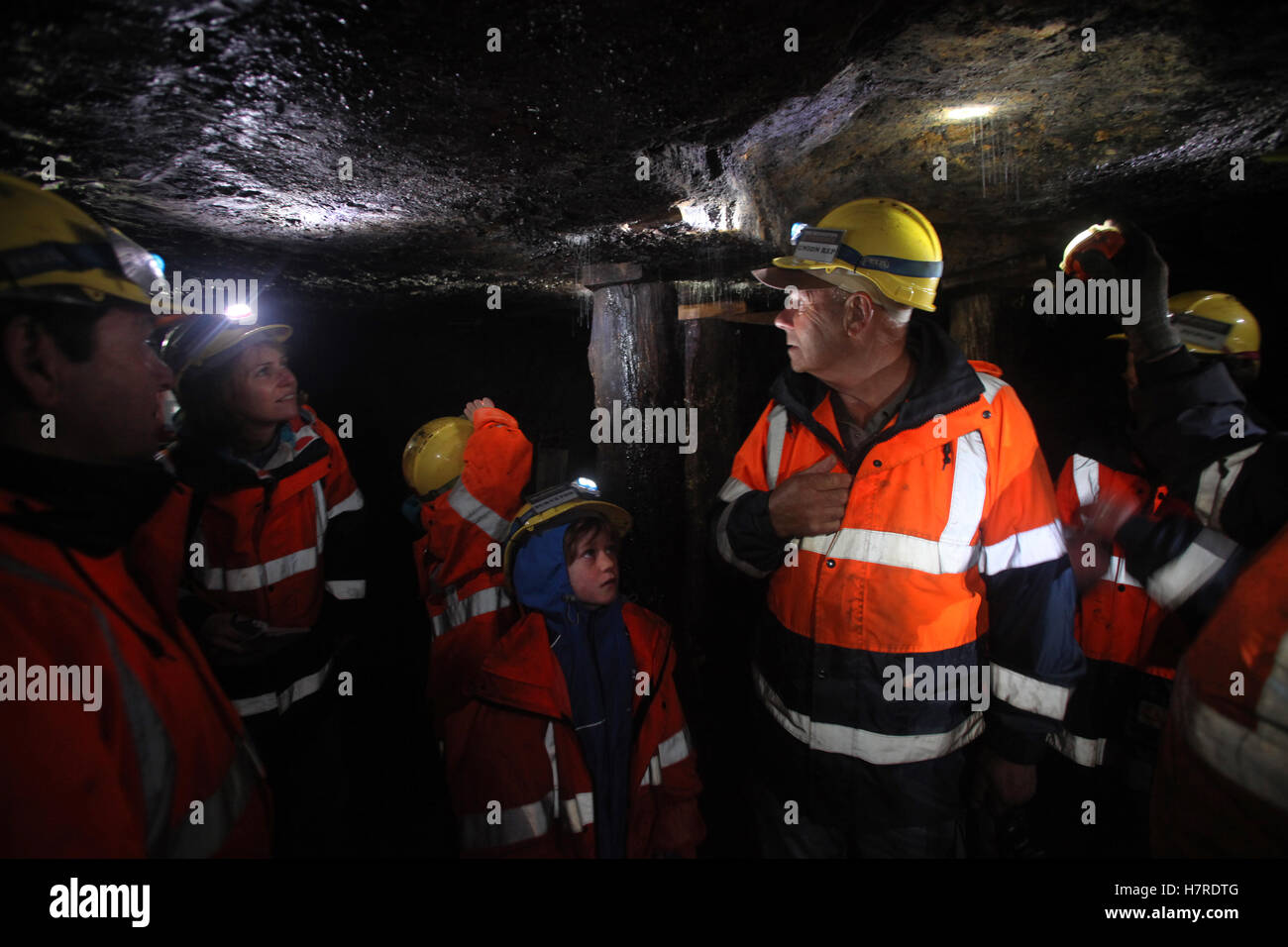 Nei sotterranei della miniera Denniston, West Coast, Nuova Zelanda Foto Stock