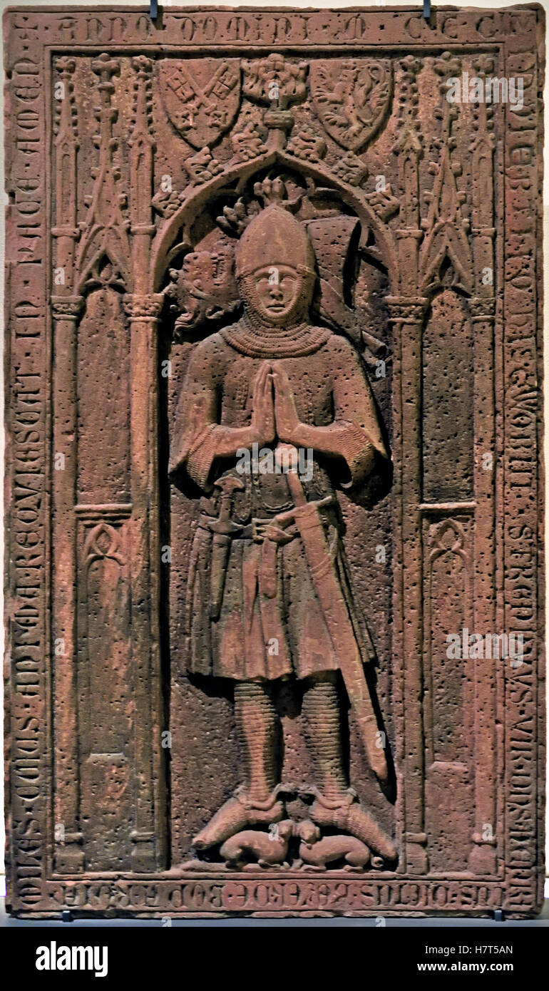 Tomba di pietra Heinrich Beyer di Boppard 1355 (Klostermarienberg a Boppard) tedesco Germania Foto Stock