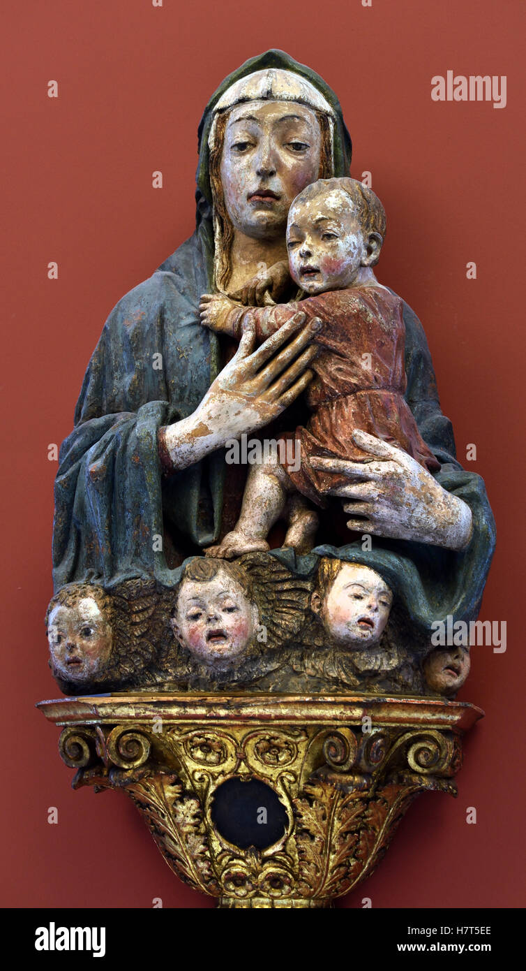 Vergine con Bambino e cinque putti !480 Sperandio Savelli 1425-1504 Bologna Venezia Italia Italiano Foto Stock