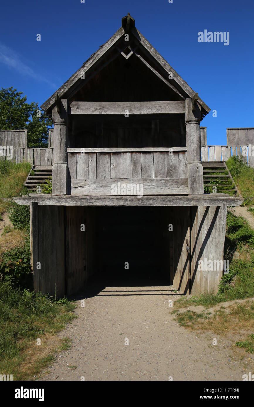 Porta del castello a Trelleborg, Svezia. Foto Stock