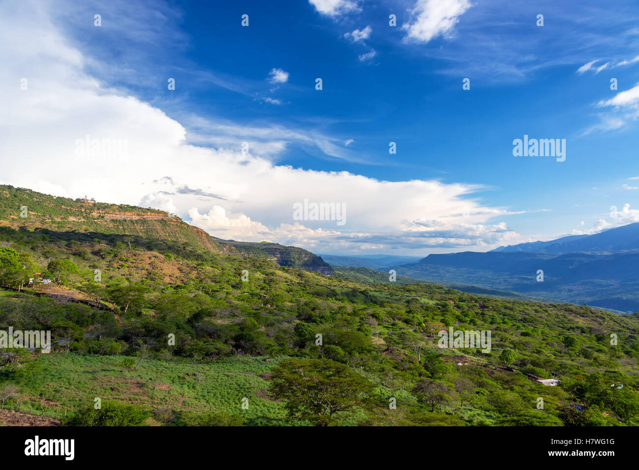 Splendido paesaggio in Colombia rurale tra le città di Barichara e Guane Foto Stock