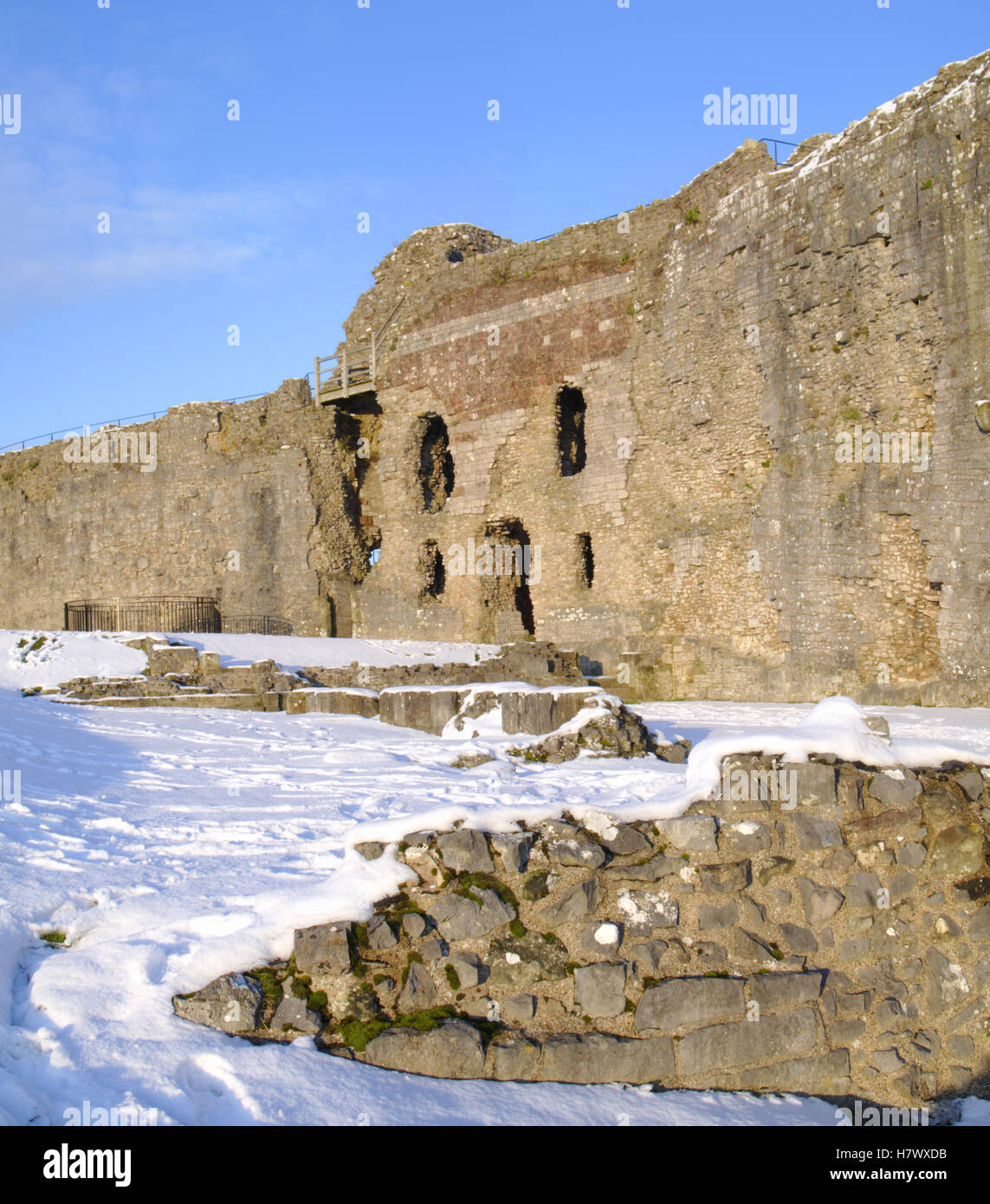Denbigh Castle in inverno, Foto Stock