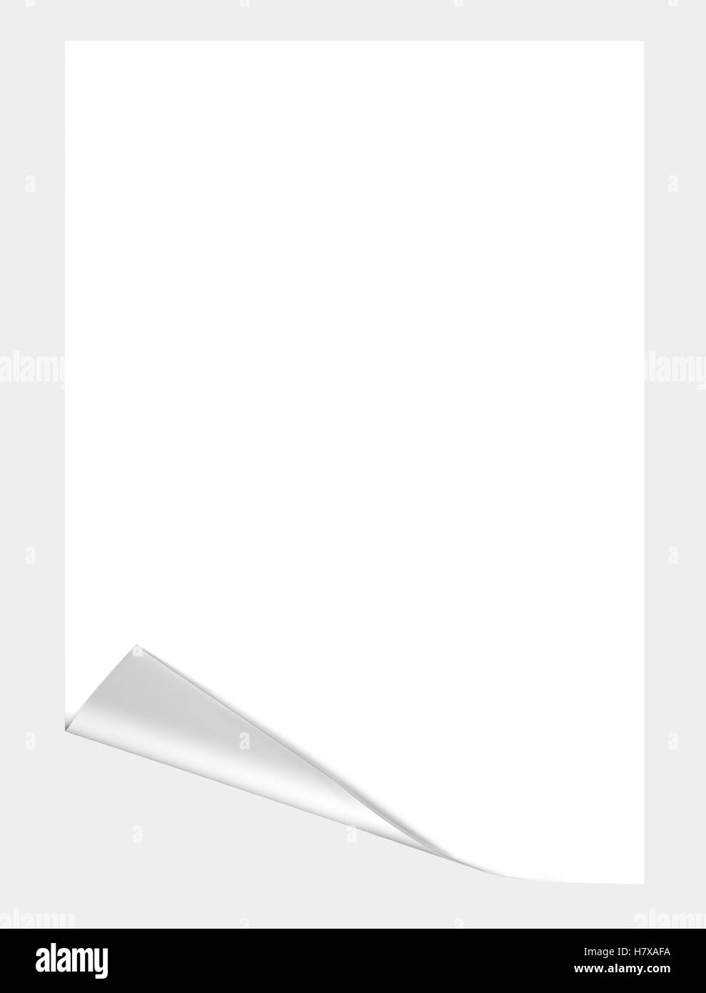 Foglio di carta con angolo di curvatura Foto Stock