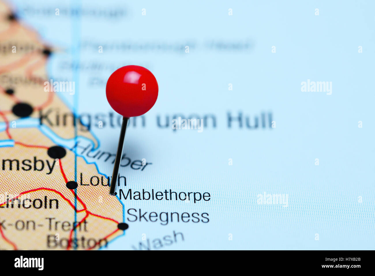 Mablethorpe imperniata su di una mappa del Regno Unito Foto Stock