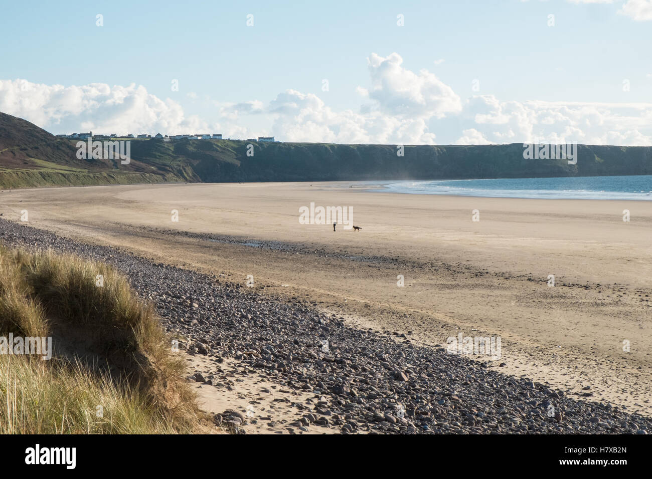 Rhosili,Rhossili,Rhossilli,bay,Llangenneth langenneth,beach,Worm testa,Worm's,Gower Peninsula,Swansea,Swansea County,Wales,,U.K.,UK,l'Europa,europeo, Foto Stock