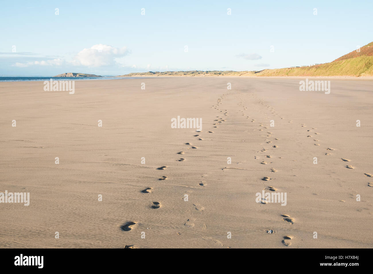 Rhosili,Rhossili,Rhossilli,bay,Llangenneth langenneth,beach,Worm testa,Worm's,Gower Peninsula,Swansea,Swansea County,Wales,,U.K.,UK,l'Europa,europeo, Foto Stock