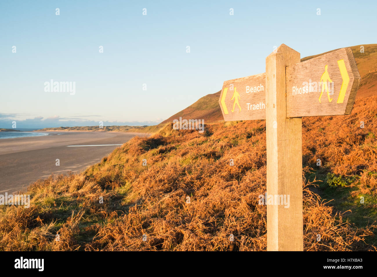 Rhosili,Rhossili,Rhossilli,bay,Llangenneth langenneth,beach,Worm testa,Worm's,Gower Peninsula,Swansea,Swansea County,Wales,,U.K.,UK,l'Europa,europeo, Foto Stock