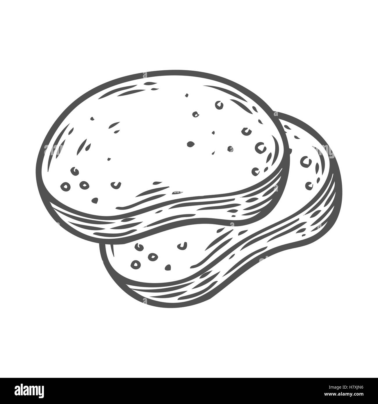 Vettore di pane disegnati a mano illustrazione. Altri tipi di grano, farina di pane. Alimenti di glutine di raccolta inciso. Isolato nero sulla Pentecoste Illustrazione Vettoriale