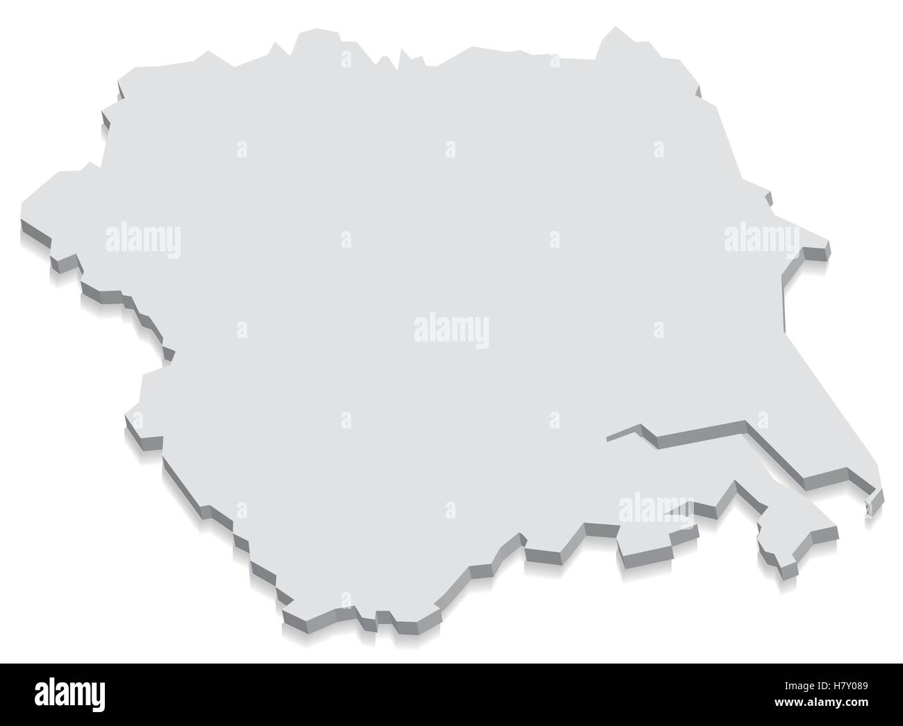 Yorkshire e Humber Inghilterra grigio mappa 3D Illustrazione Vettoriale